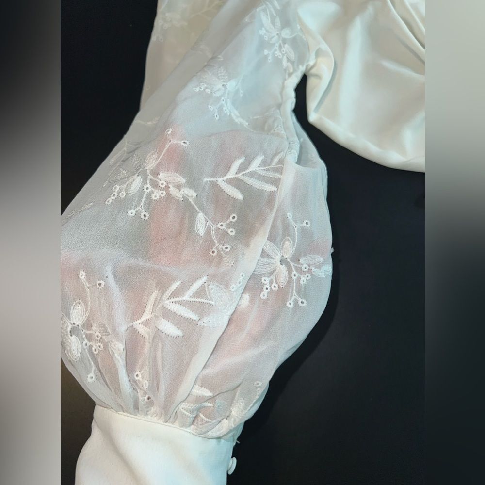Soft Surroundings Lorenza Blouse with Sheer Eyelet Sleeves Size XL EUC - Picture 4 of 9